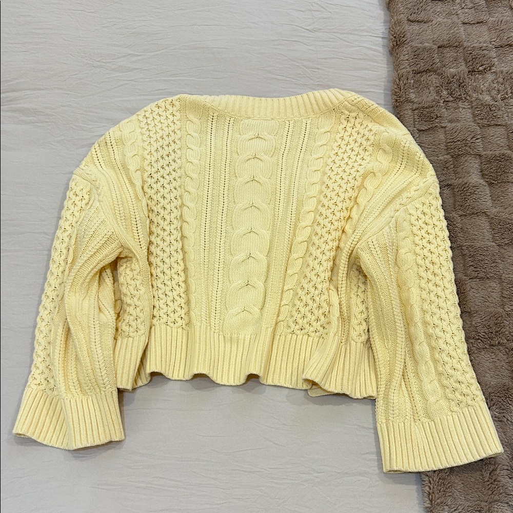 Express Yellow Cable Knit Cardigan - Picture 5 of 5